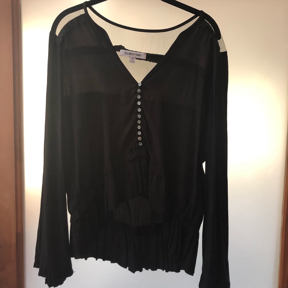 Elizabeth and James Button Down ruffle blouse